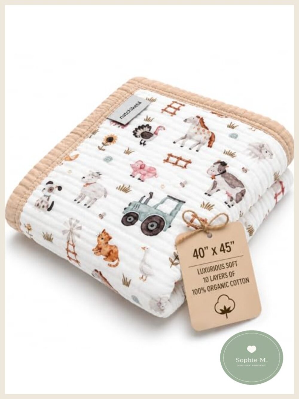 Organic Cotton Muslin Baby Blanket Soft Toddler Quilt for Swaddling